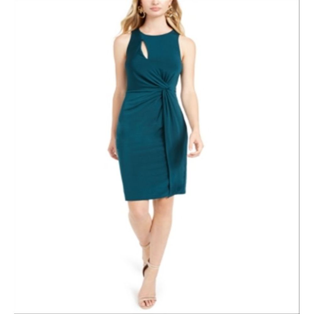 Guess Women's Flynn Knot Front Sleeveless Mini Dress Green Size Medium